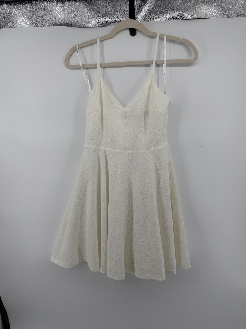 Lulus Coquette Cottagecore Bridal Preppy White Lace Skater Mini Dress SzXS